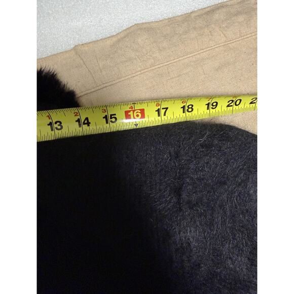 Modefia Coat Womens Medium Large Black Angora Blend Faux Fur Trim Long Duster - Picture 13 of 13